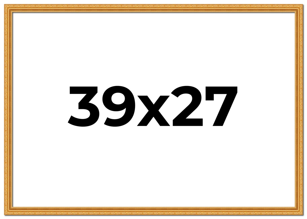 39x27 Solid Wood Antique Picture Frame with UV-Resistant Acrylic & Acid-Free Backing, Available in 4 Finishes: Bronze, Gold, Silver, and Gold with Black